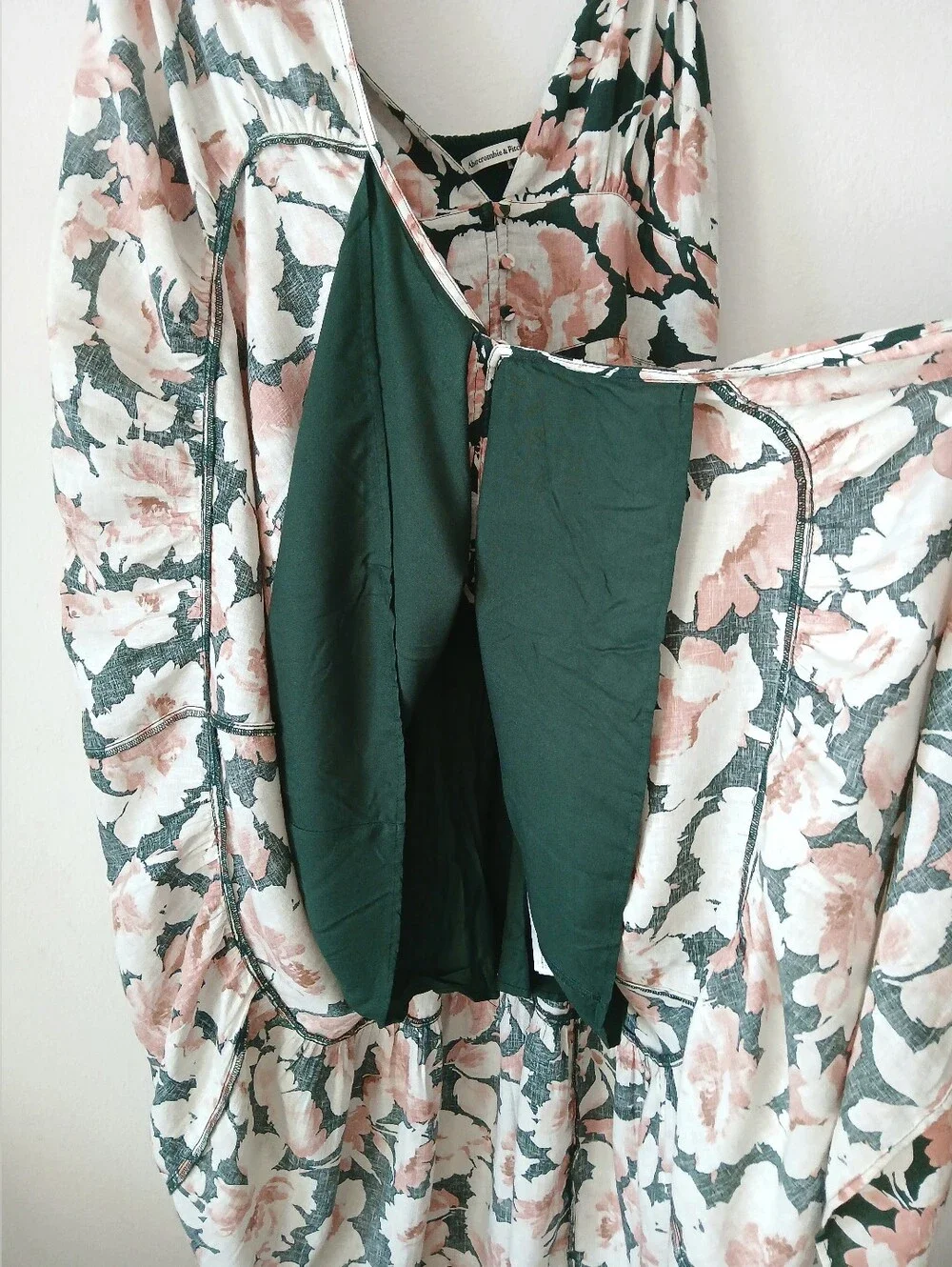 Abercrombie & Fitch Women's Pink Green Floral Summer Maxi Button Dress Size L